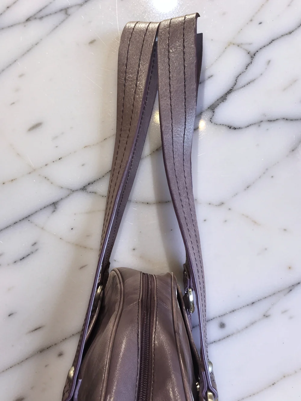 Franklin Covey Vintage Plum Full Grain Leather Shoulder Bag